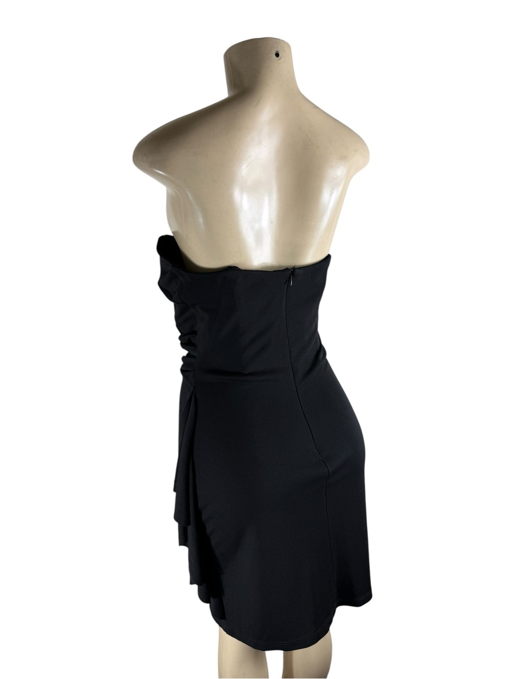 NWT CACHE VINTAGE 90's Y2K Deadstock Evening Strapless Black Ruched Mini Dress - Picture 3 of 4